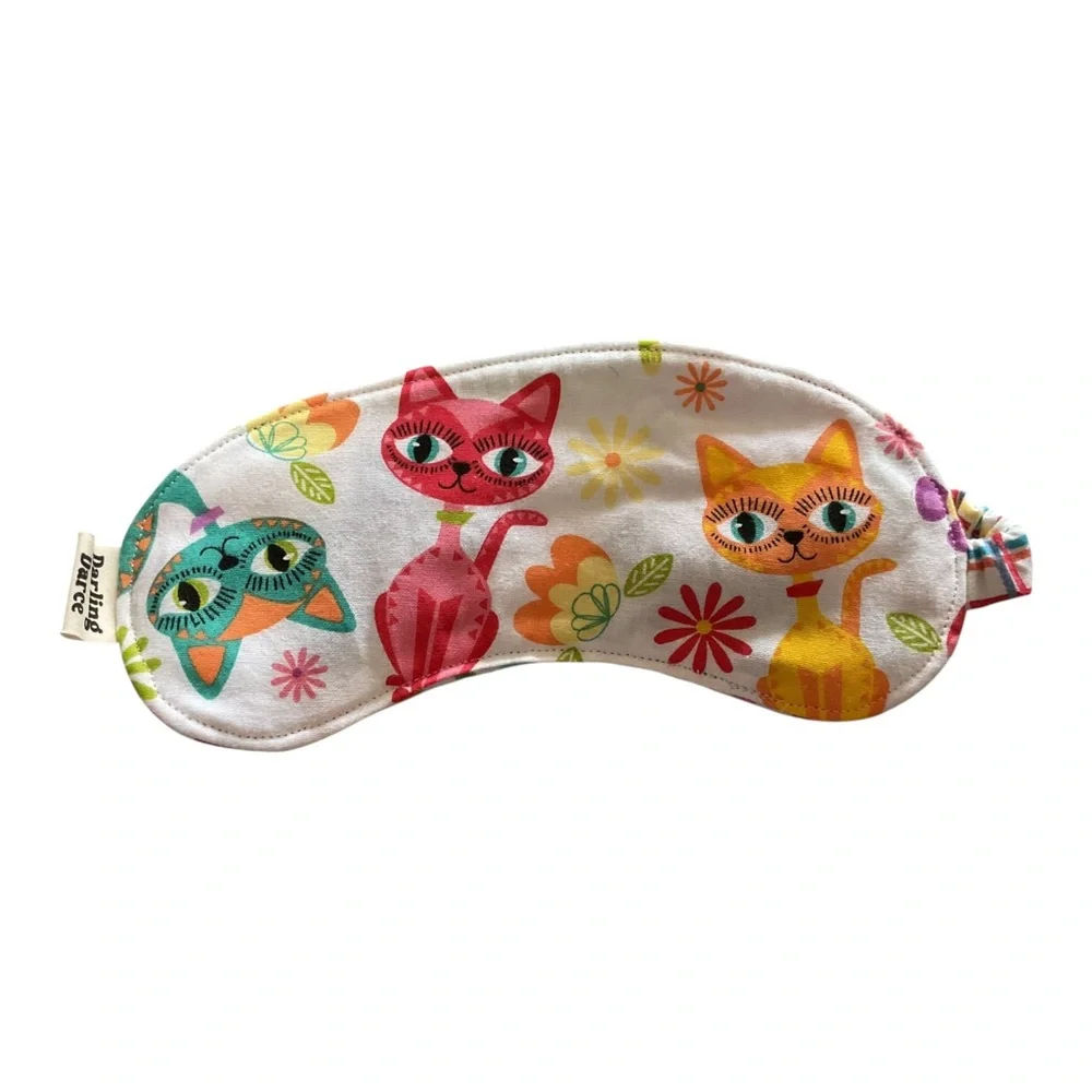 Colorful Retro Cat Print Kids Sleep Mask
